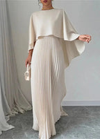 Bonnie | Plissé cape maxi jurk elegant bruiloft