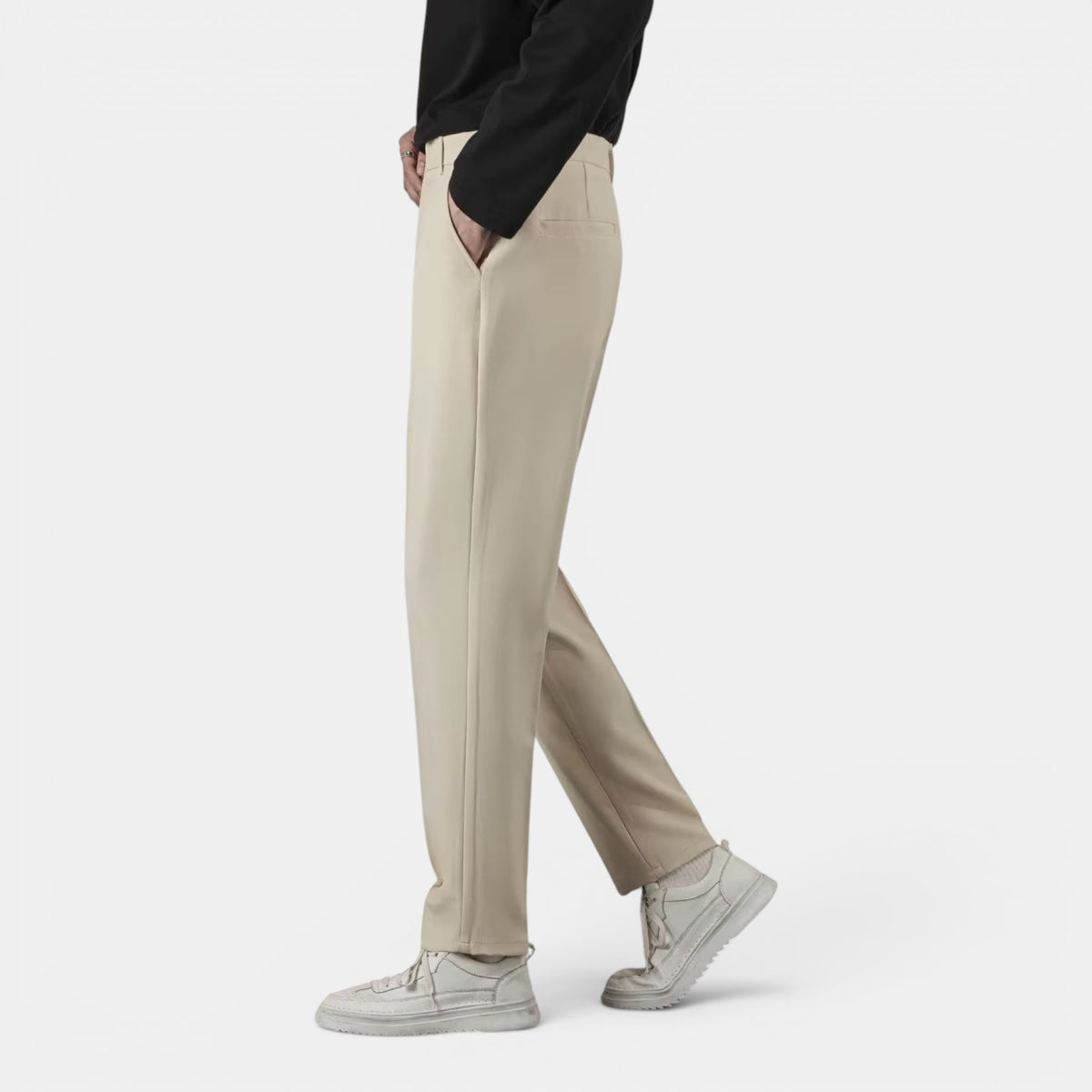 Men’s Solid Casual Straight-Leg Trousers