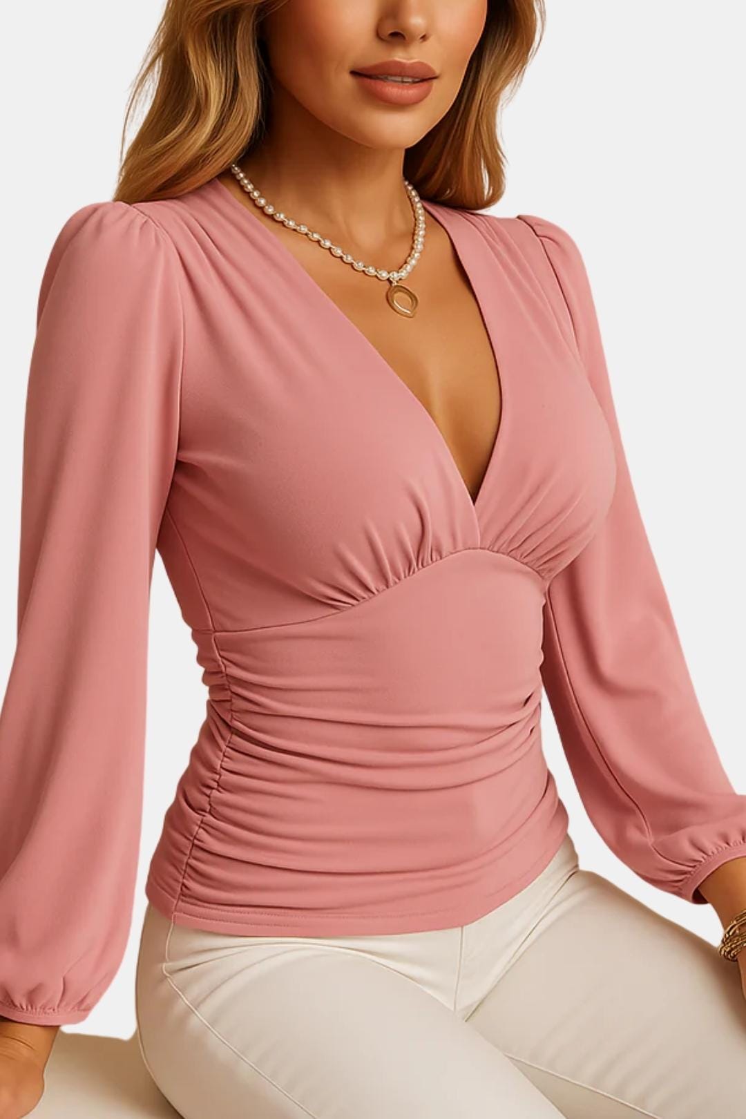 Betsy | Chic blouse dames top geplooid getailleerd