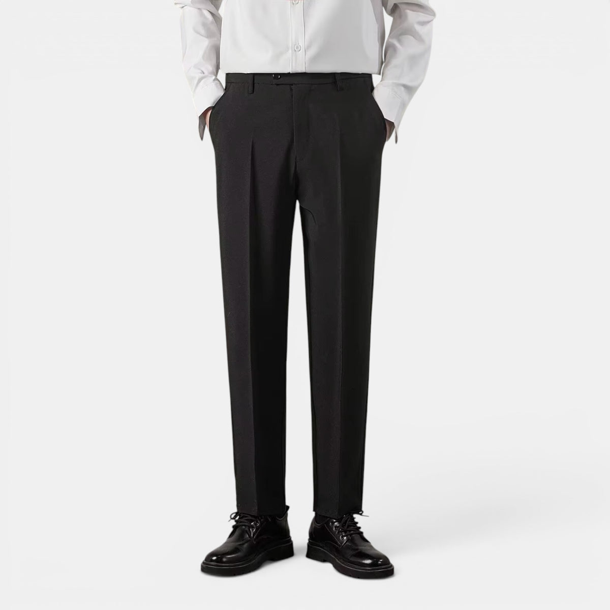 Men’s Solid Casual Straight-Leg Trousers