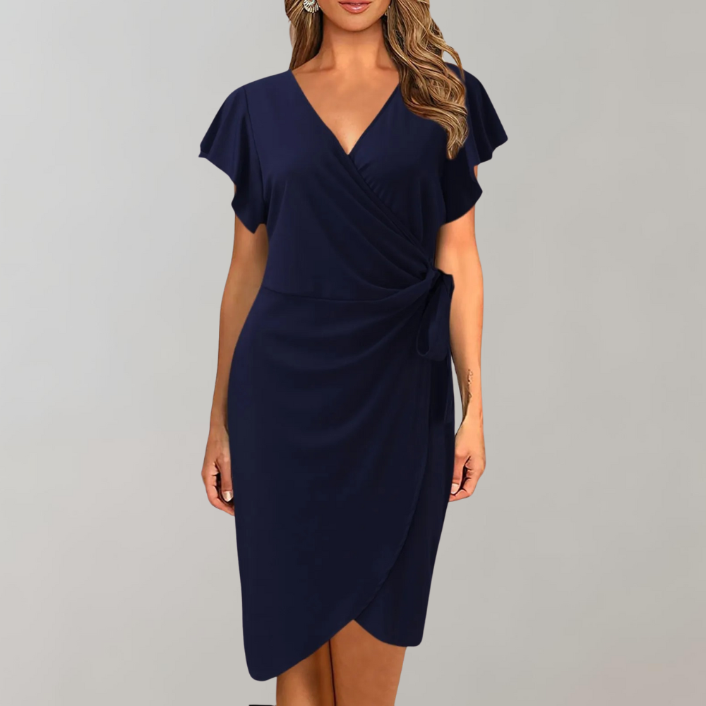 Zayra | luchtige midi jurk elegante snit zijdezacht