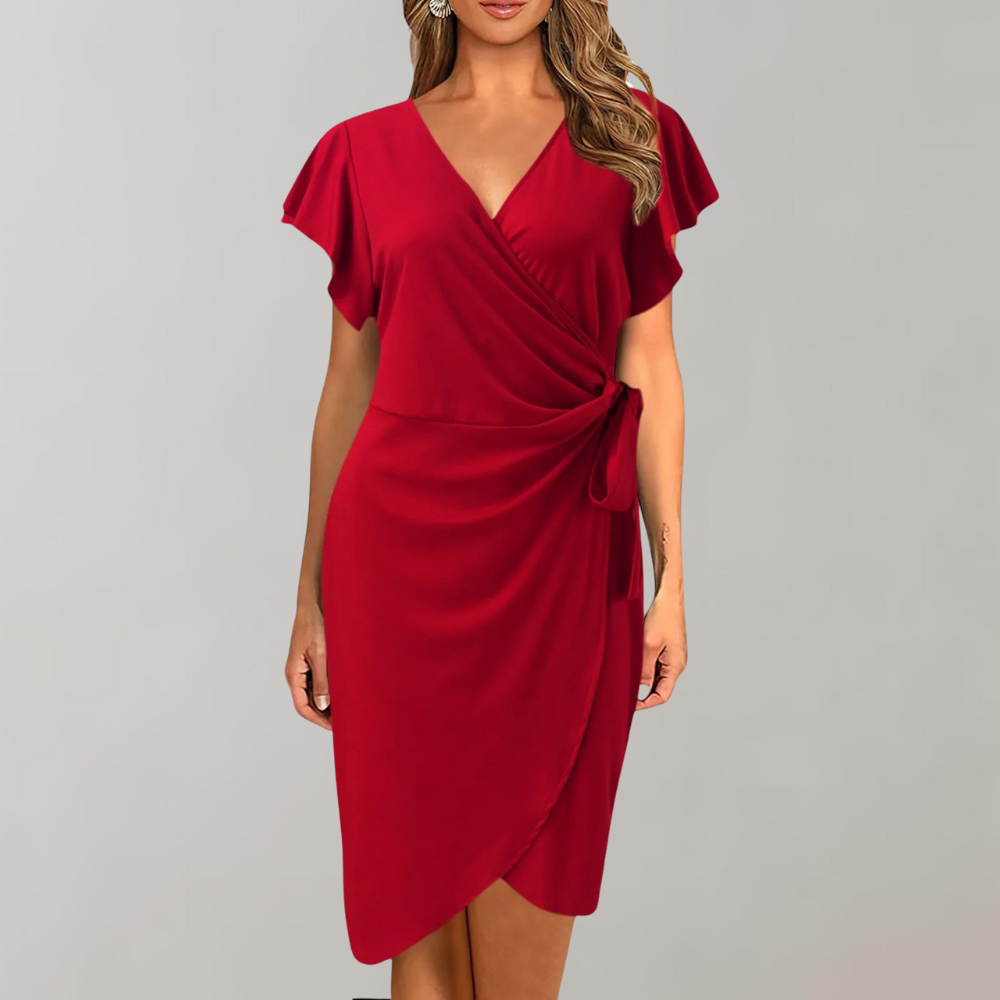 Zayra | luchtige midi jurk elegante snit zijdezacht