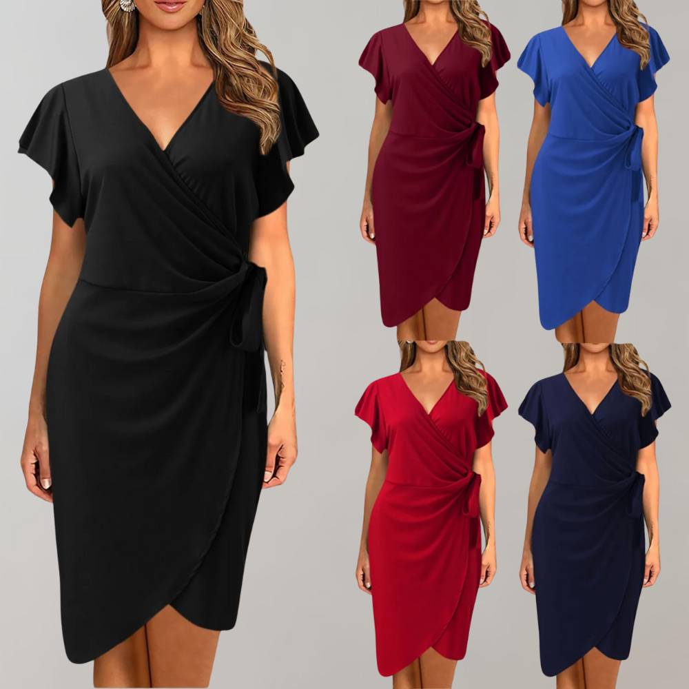 Zayra | luchtige midi jurk elegante snit zijdezacht