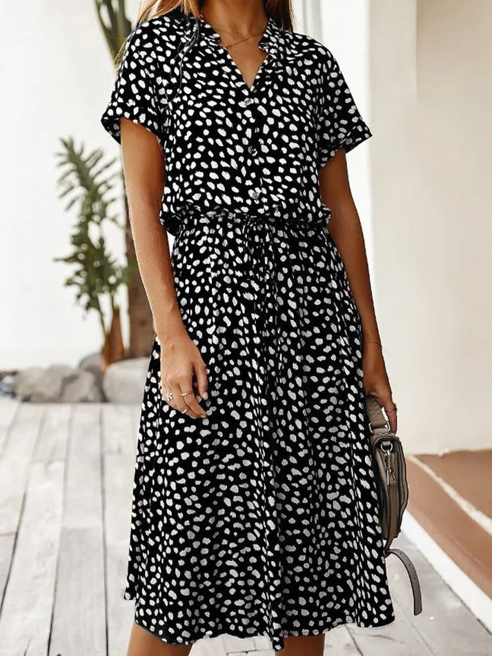 Florine | luchtige midi jurk elegante pasvorm strik