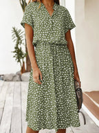 Florine | luchtige midi jurk elegante pasvorm strik