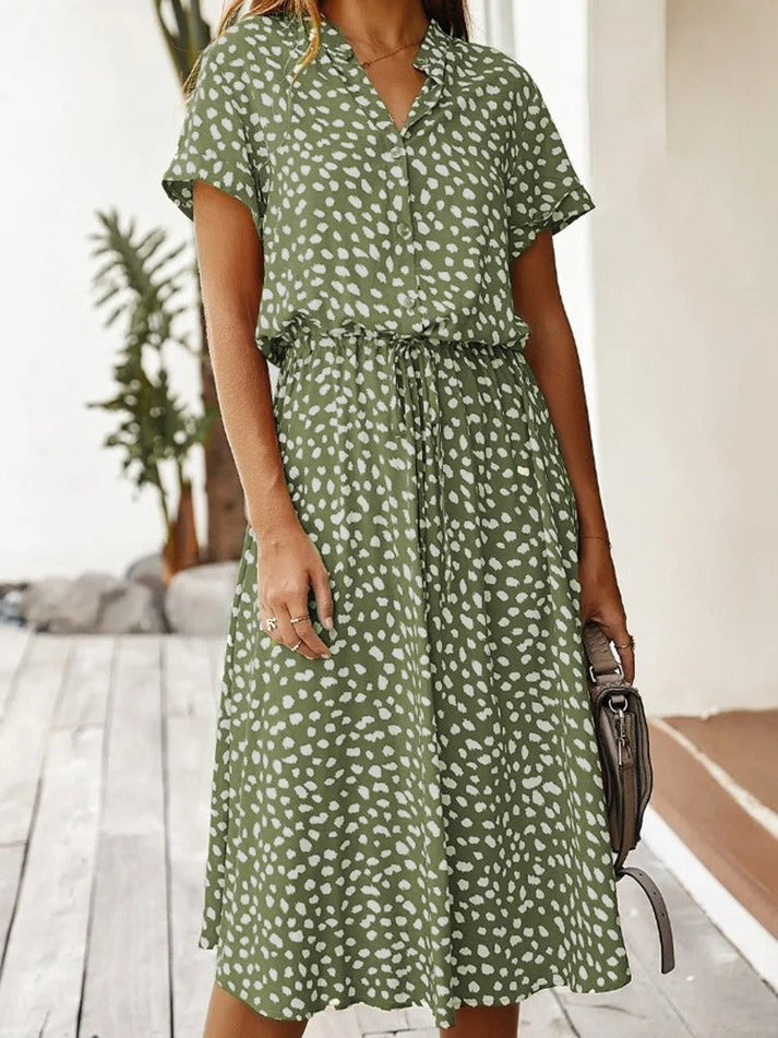 Florine | luchtige midi jurk elegante pasvorm strik