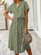 Florine | luchtige midi jurk elegante pasvorm strik