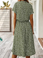 Florine | luchtige midi jurk elegante pasvorm strik