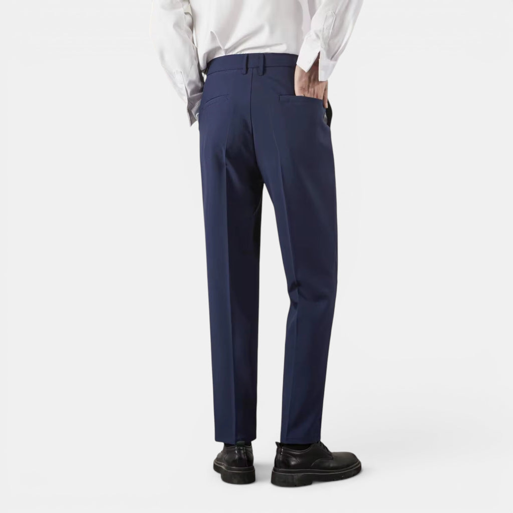 Men’s Solid Casual Straight-Leg Trousers
