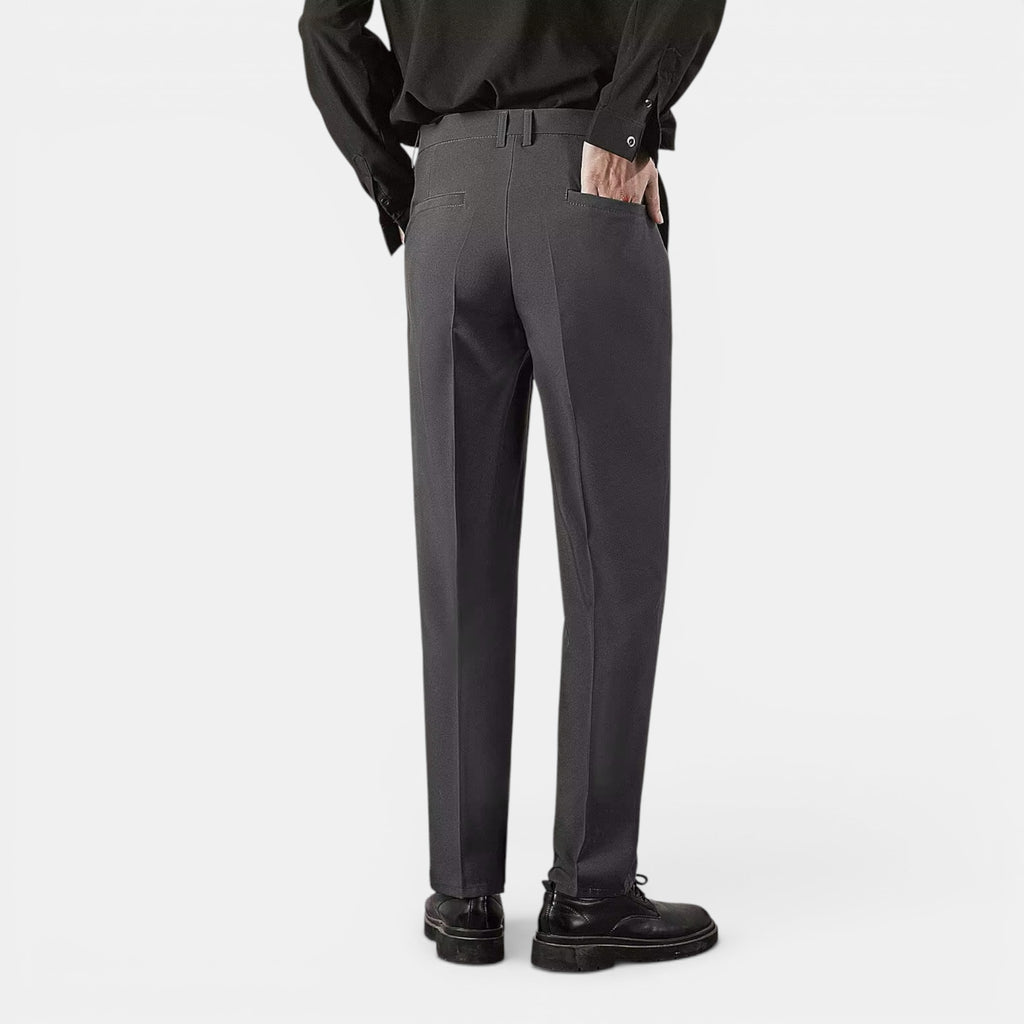 Men’s Solid Casual Straight-Leg Trousers