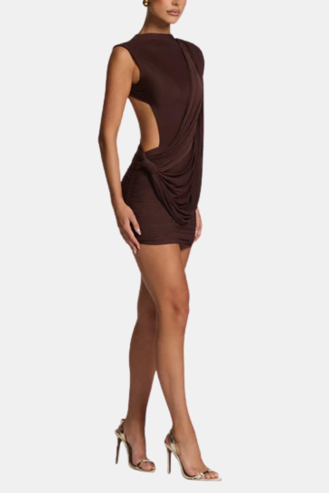 Dehlia | Chique Mini-Jurk Met Drapering en Open Rug