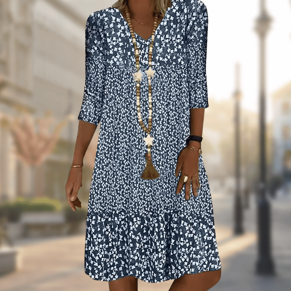 Kamy | midi jurk relaxed pasvorm v-hals casual