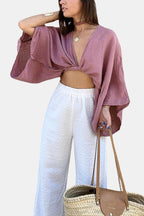 Elona| Luchtig Top Dames Cropped Wikkel