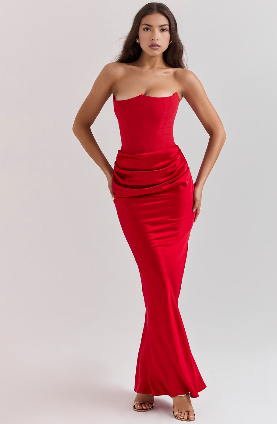 Camellia | Strapless kanten maxi jurk glamour avond