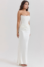 Camellia | Strapless kanten maxi jurk glamour avond