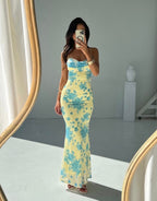 Annabelle | Bloemen maxi jurk mouwloos elegant bruiloft