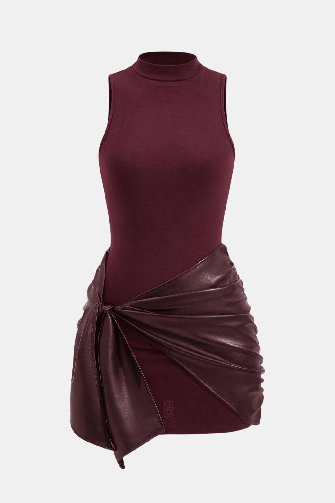 Izza | Sexy Mini Jurk Bodycon Uitgaansjurk Leren Look