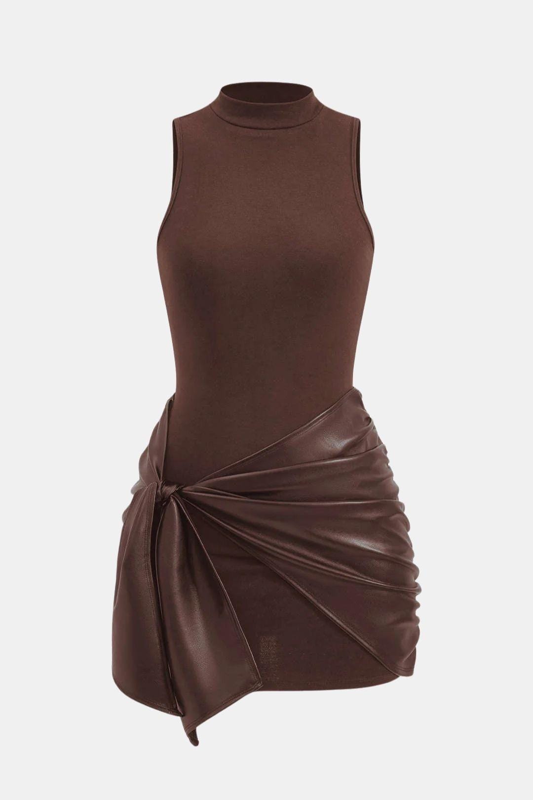 Izza | Sexy Mini Jurk Bodycon Uitgaansjurk Leren Look
