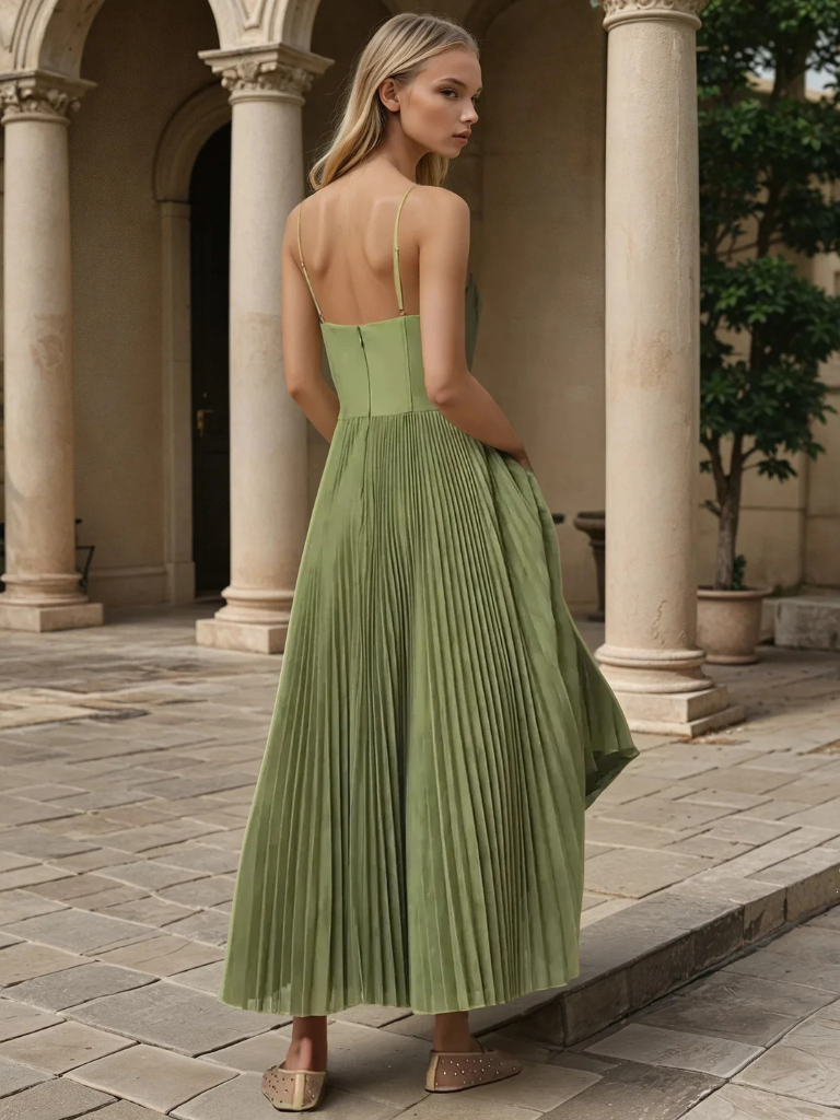 Sonya | Pleated maxi jurk getailleerd elegant chic