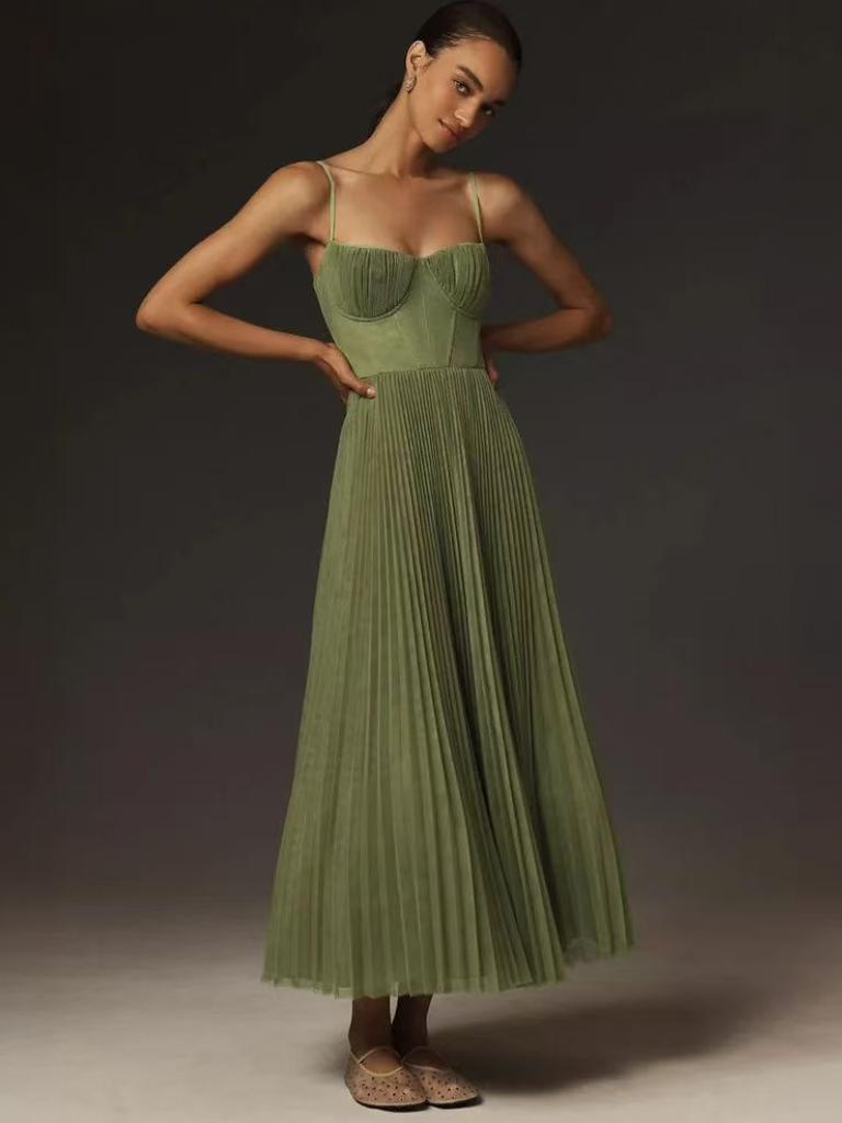 Sonya | Pleated maxi jurk getailleerd elegant chic