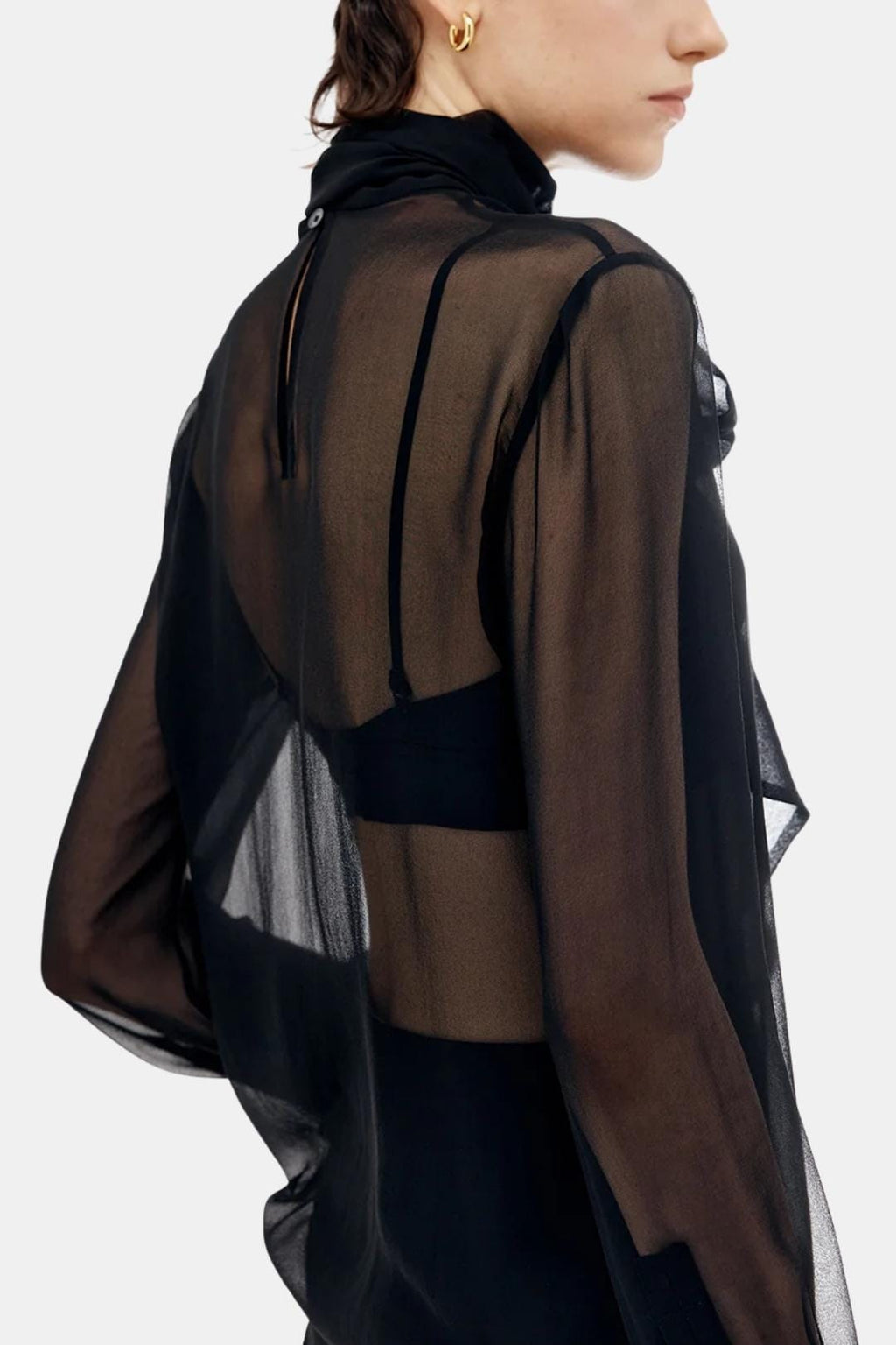 Kalyra | Elegant blouse dames top transparant strik