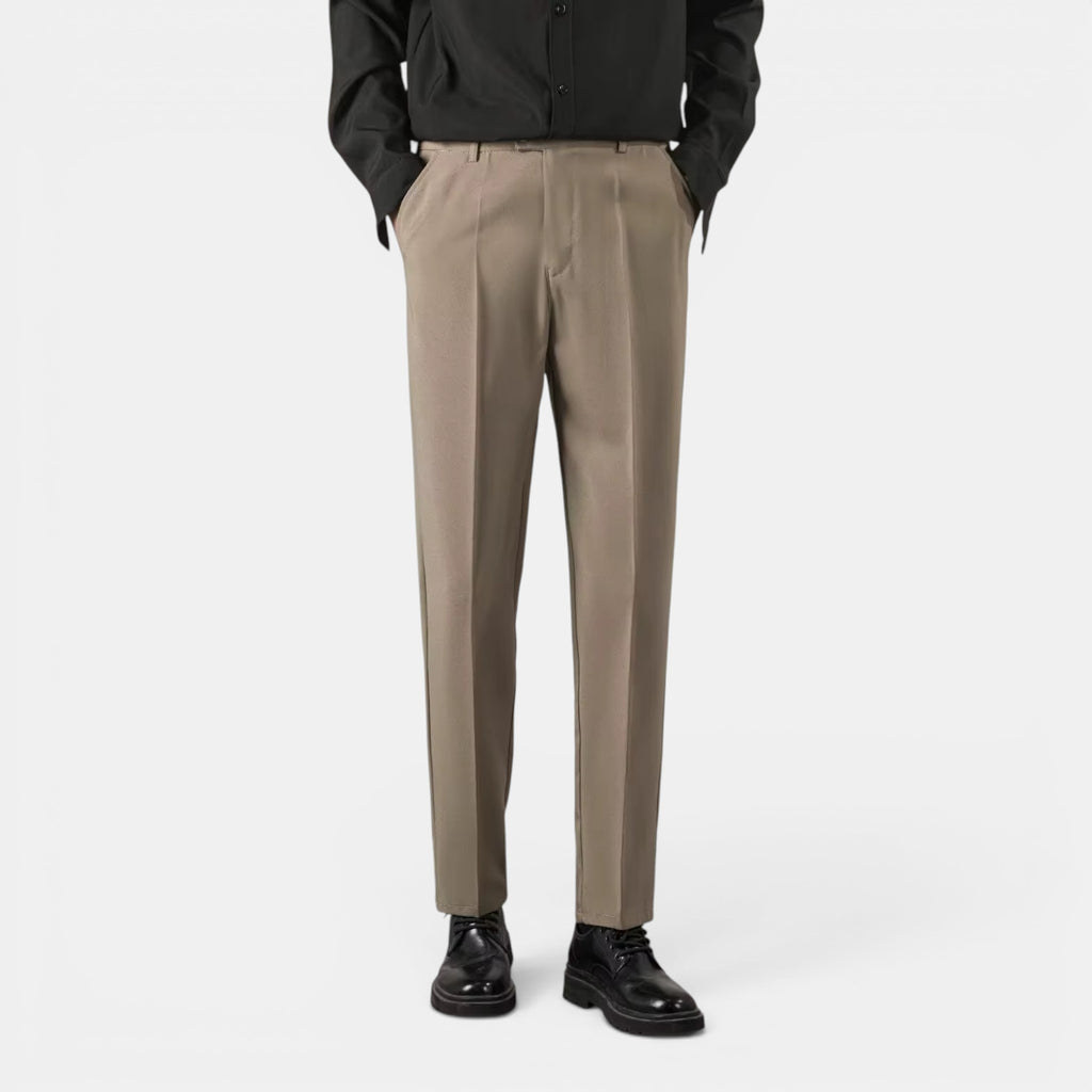 Men’s Solid Casual Straight-Leg Trousers