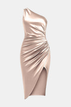 Lina | Elegante midi-jurk met één schouder en split
