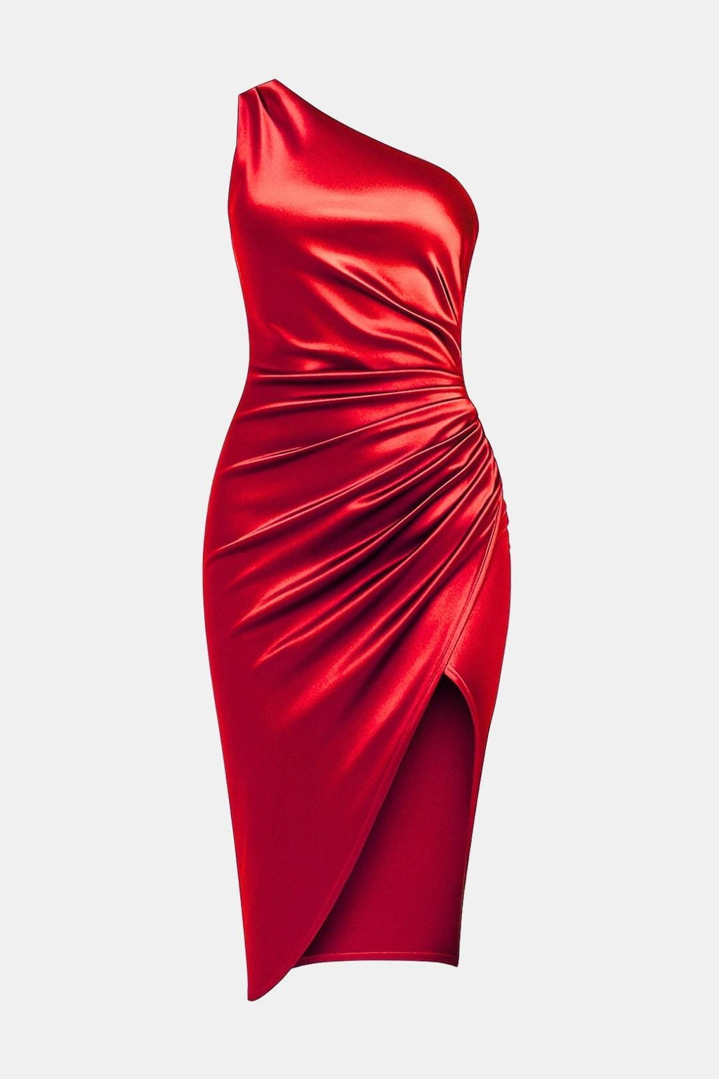 Lina | Elegante midi-jurk met één schouder en split