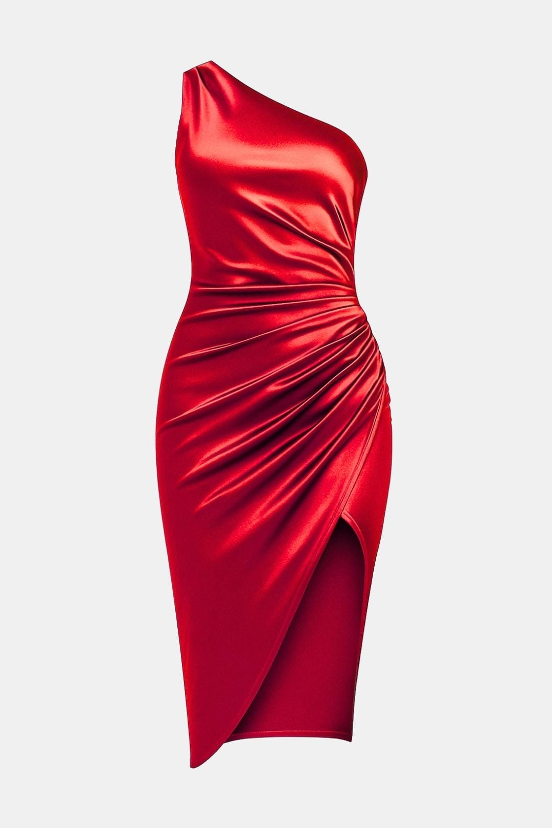 Lina | Elegante midi-jurk met één schouder en split