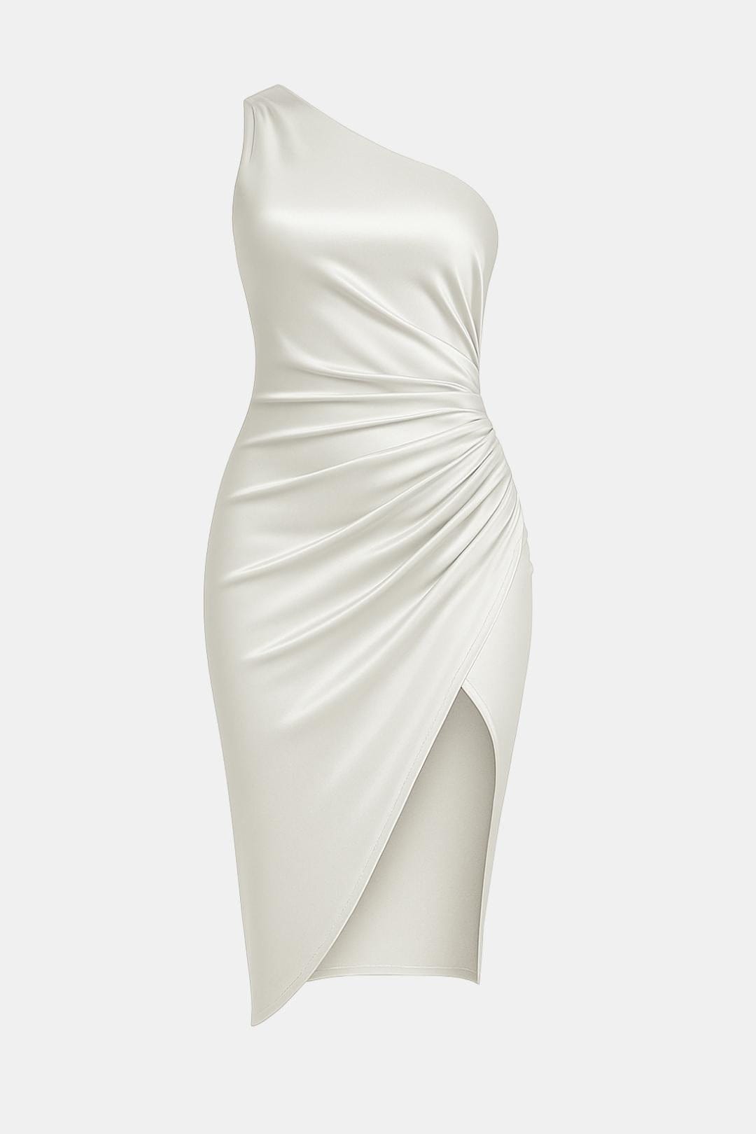 Lina | Elegante midi-jurk met één schouder en split