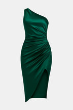 Lina | Elegante midi-jurk met één schouder en split