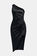 Lina | Elegante midi-jurk met één schouder en split