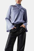 Lysara | Chic Blouse Dames Top Glanzend Col