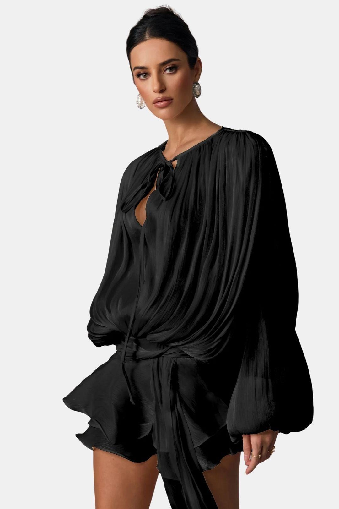 Miora | Luchtig Blouse Jurk Mini Strik Taille
