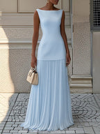 Eliza | pleated maxi jurk mouwloos elegant feest