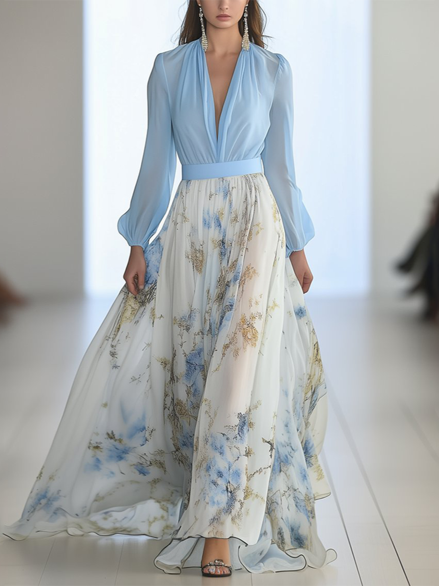 Kelli | Kleurrijke bloemen maxi jurk vloeiend elegant