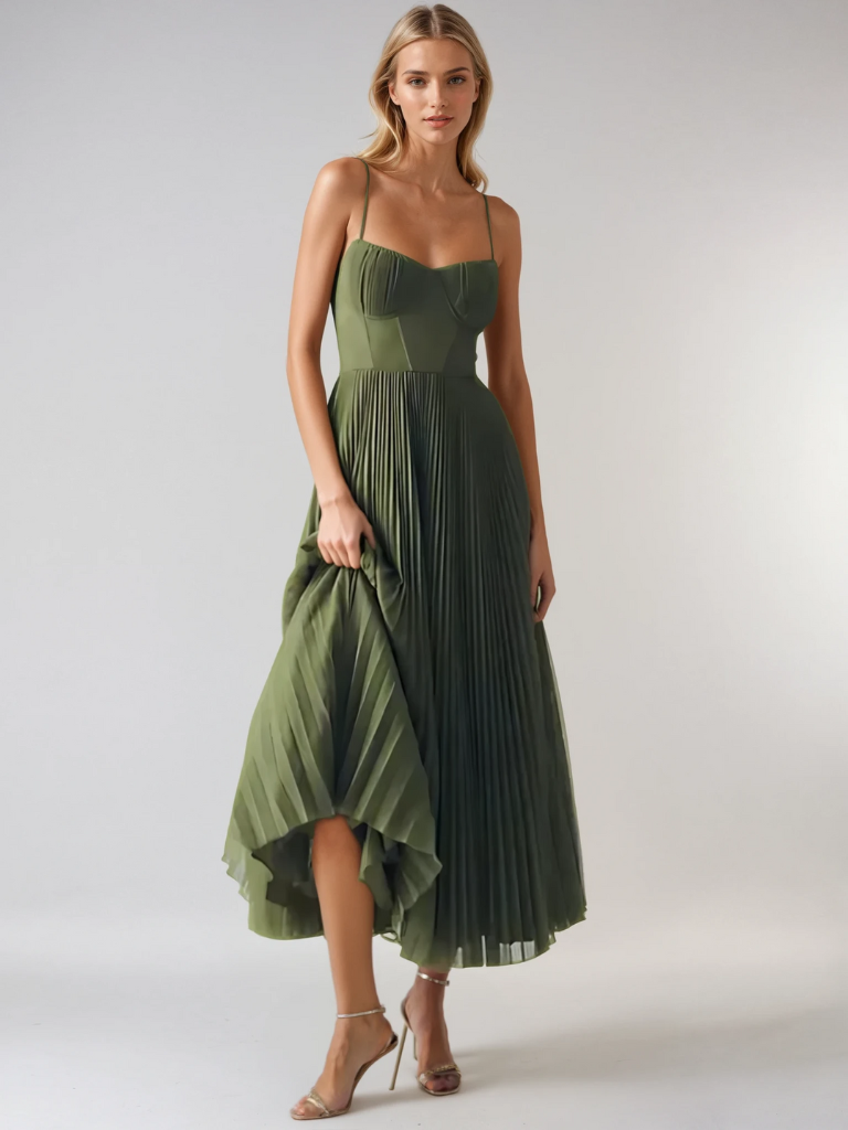 Sonya | Pleated maxi jurk getailleerd elegant chic