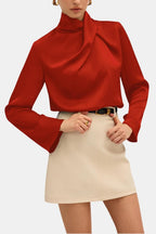 Ravella | Elegant blouse dames top col gedrapeerd