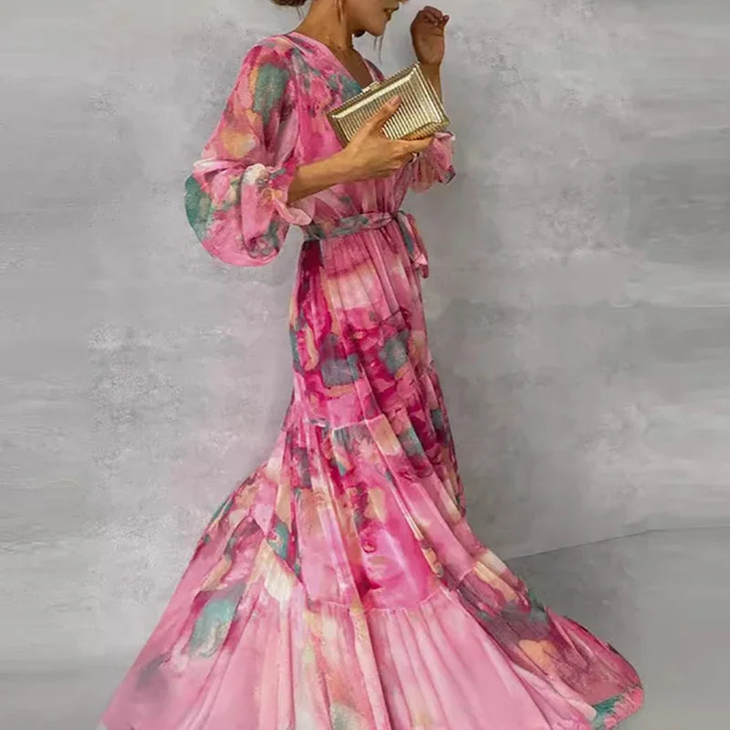 Katie | Elegante bloemen maxi jurk handgemaakt romantisch