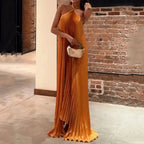 Carmen | Geplooid halter maxi jurk avond elegant