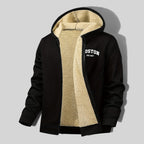 Casual Men's Jacket with Contrasting Hood – Zip Closure and Letter Print