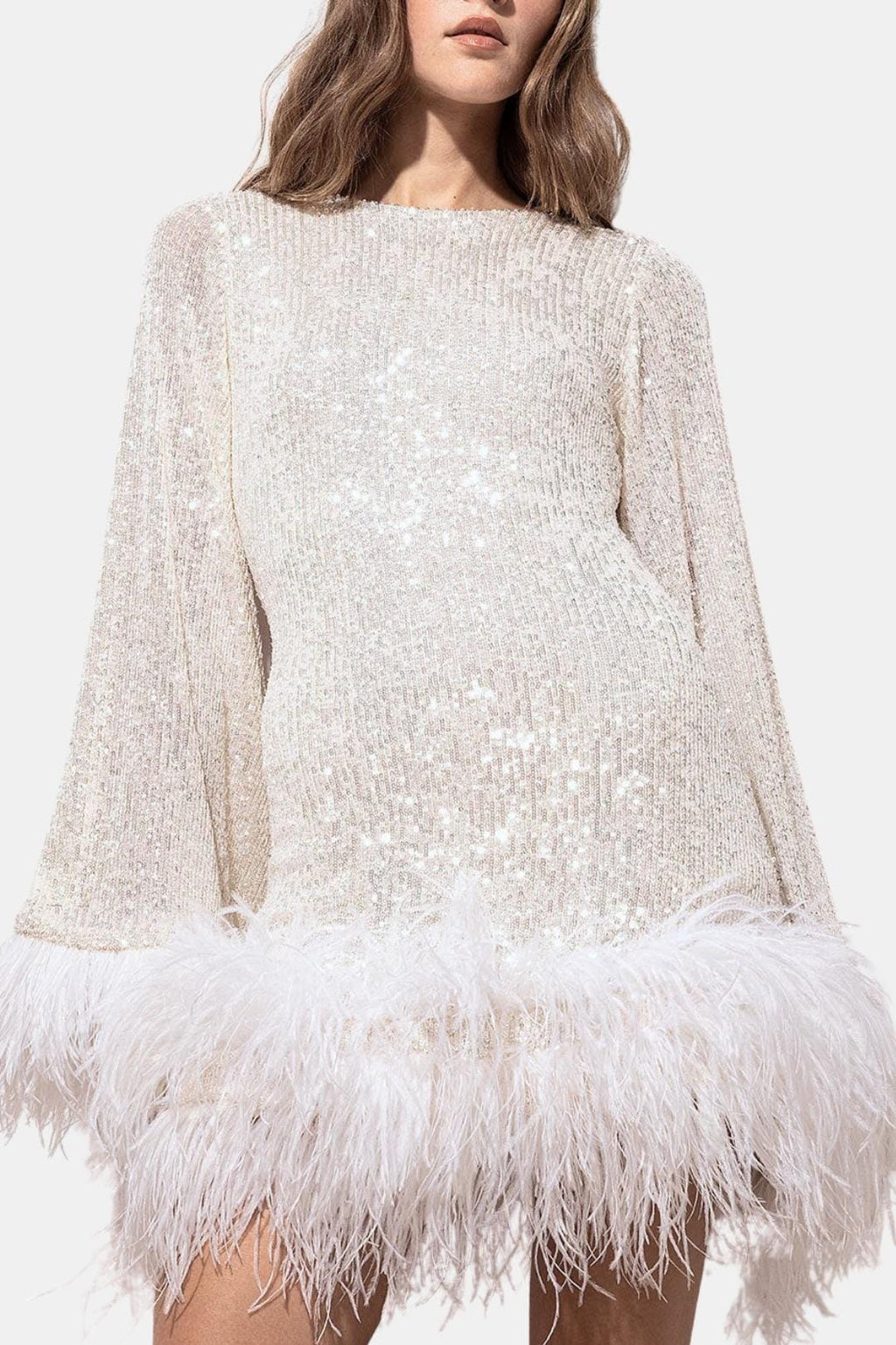 Sasha | Luxe Mini-Feestjurk Met Pailletten en Veren