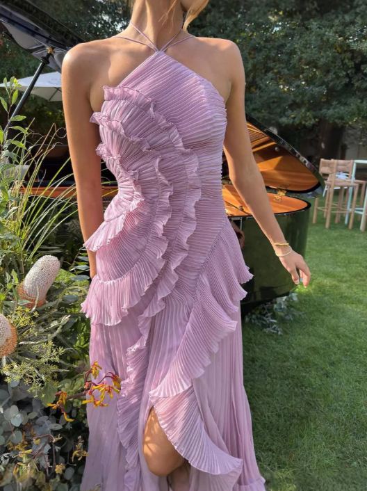 Estelle | Halter maxi jurk geplooid elegant bruiloft