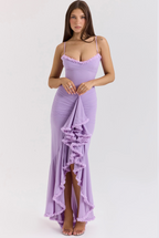 Alexandra | Kanten maxi jurk met ruches elegant