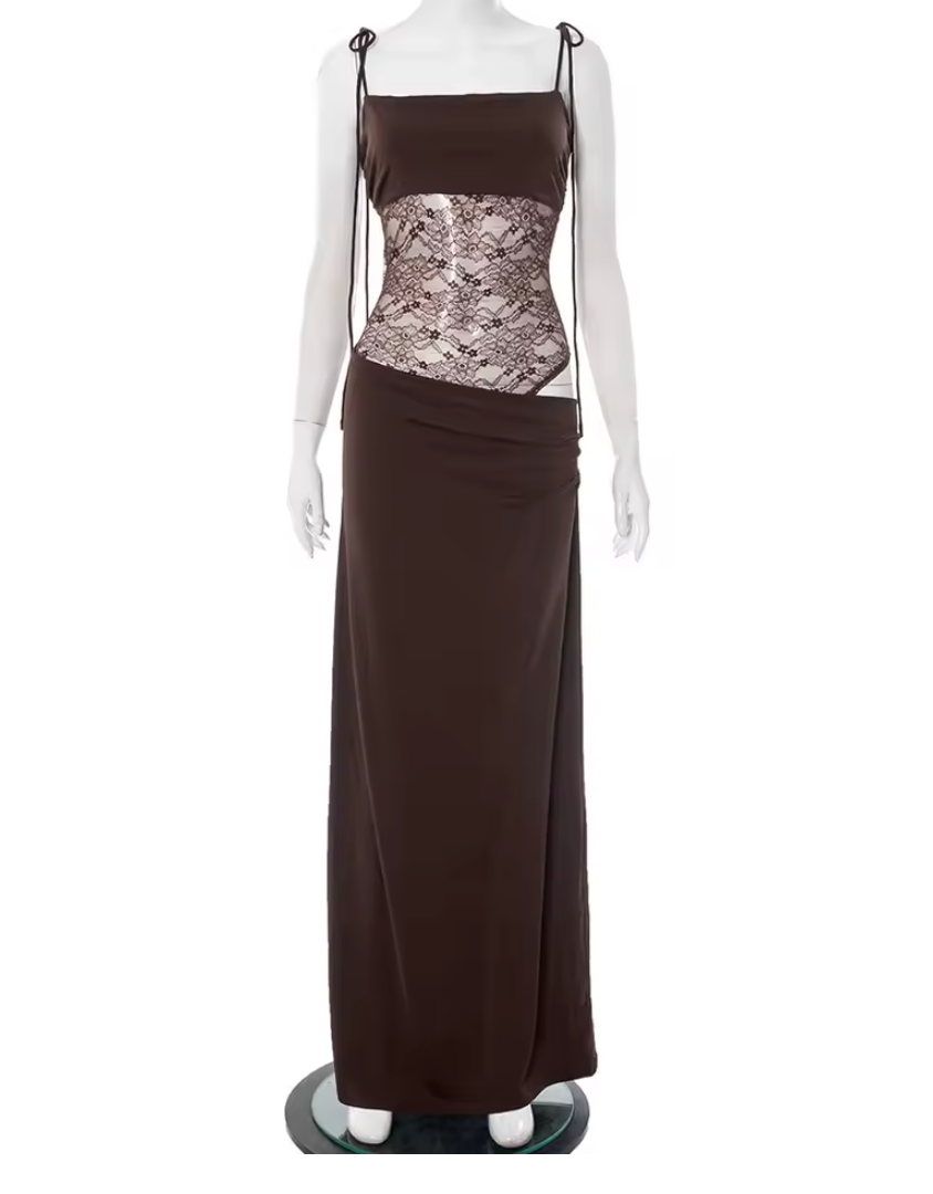 Felicia | Lange jurk kanten detail elegant zomers