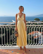 Elle | Elegante maxi jurk v-hals modern chic avond