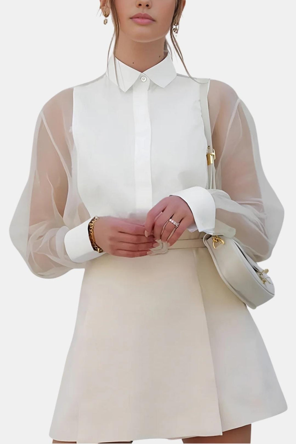 Soreya | Elegante blouse, dames-top, doorschijnend, chic