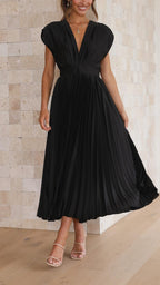 Maria | Elegante geplooid maxi jurk vloeiend chic