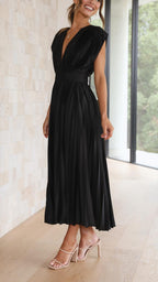 Maria | Elegante geplooid maxi jurk vloeiend chic