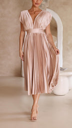 Maria | Elegante geplooid maxi jurk vloeiend chic